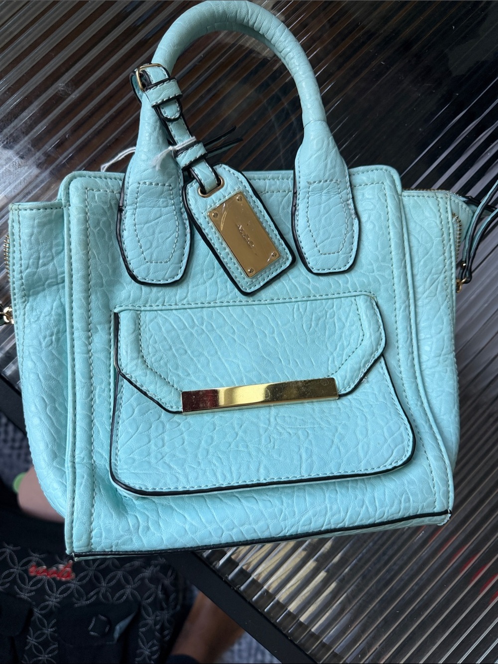 Aldo Mint Green Mini Satchel with Gold Plate